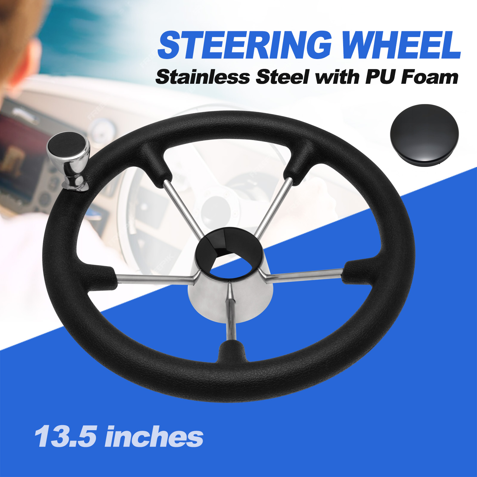 13.5’’ 5-Spoke Stainless Steel - огляд і ціна Fishing Boat Steering Wheel