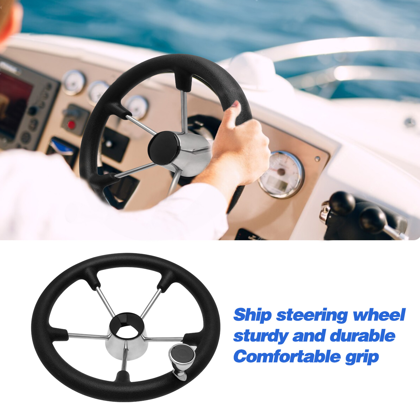 13.5’’ 5-Spoke Stainless Steel - огляд і ціна Fishing Boat Steering Wheel