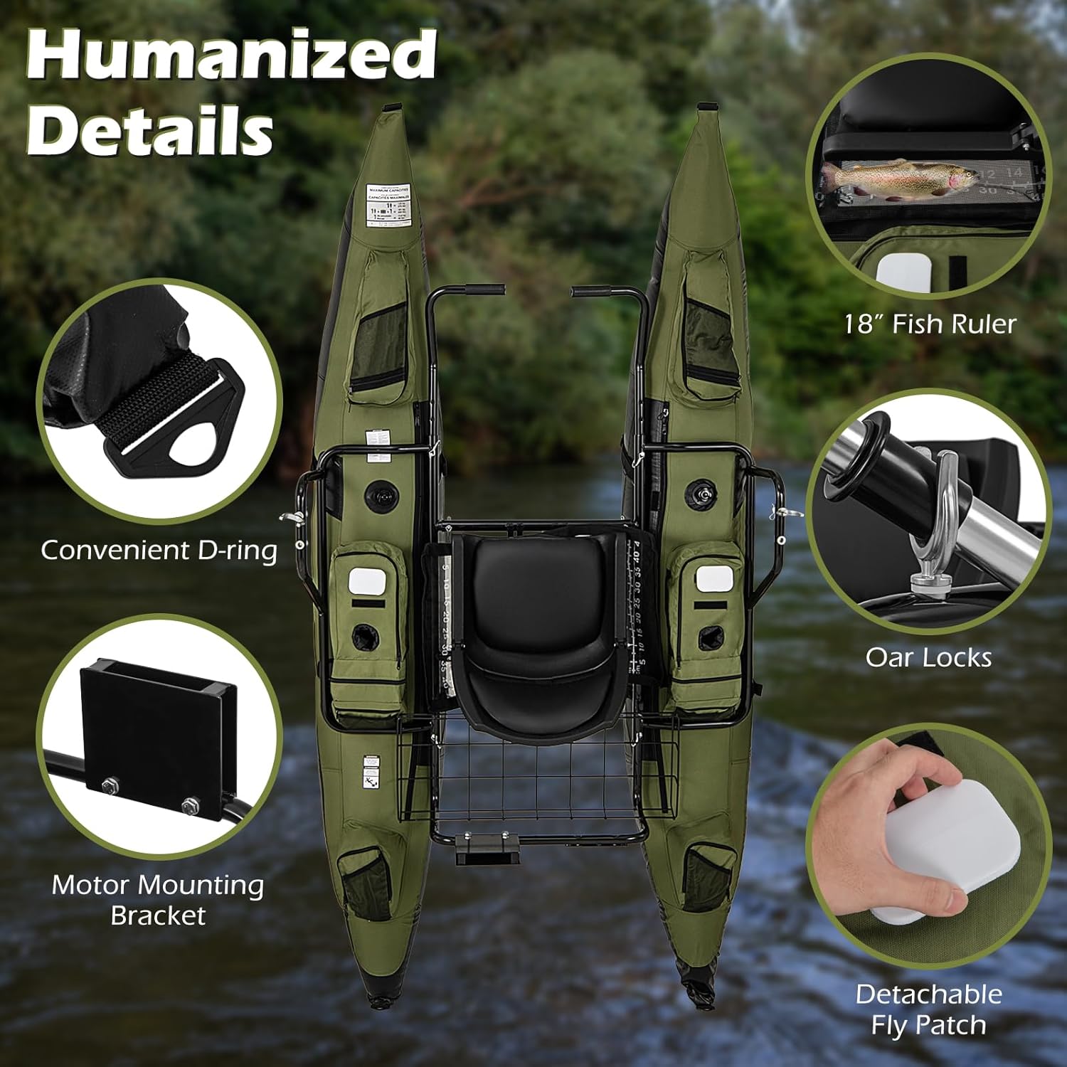 Adult Inflatable Belly Boat wi - огляд і ціна Fishing Boat Paddle
